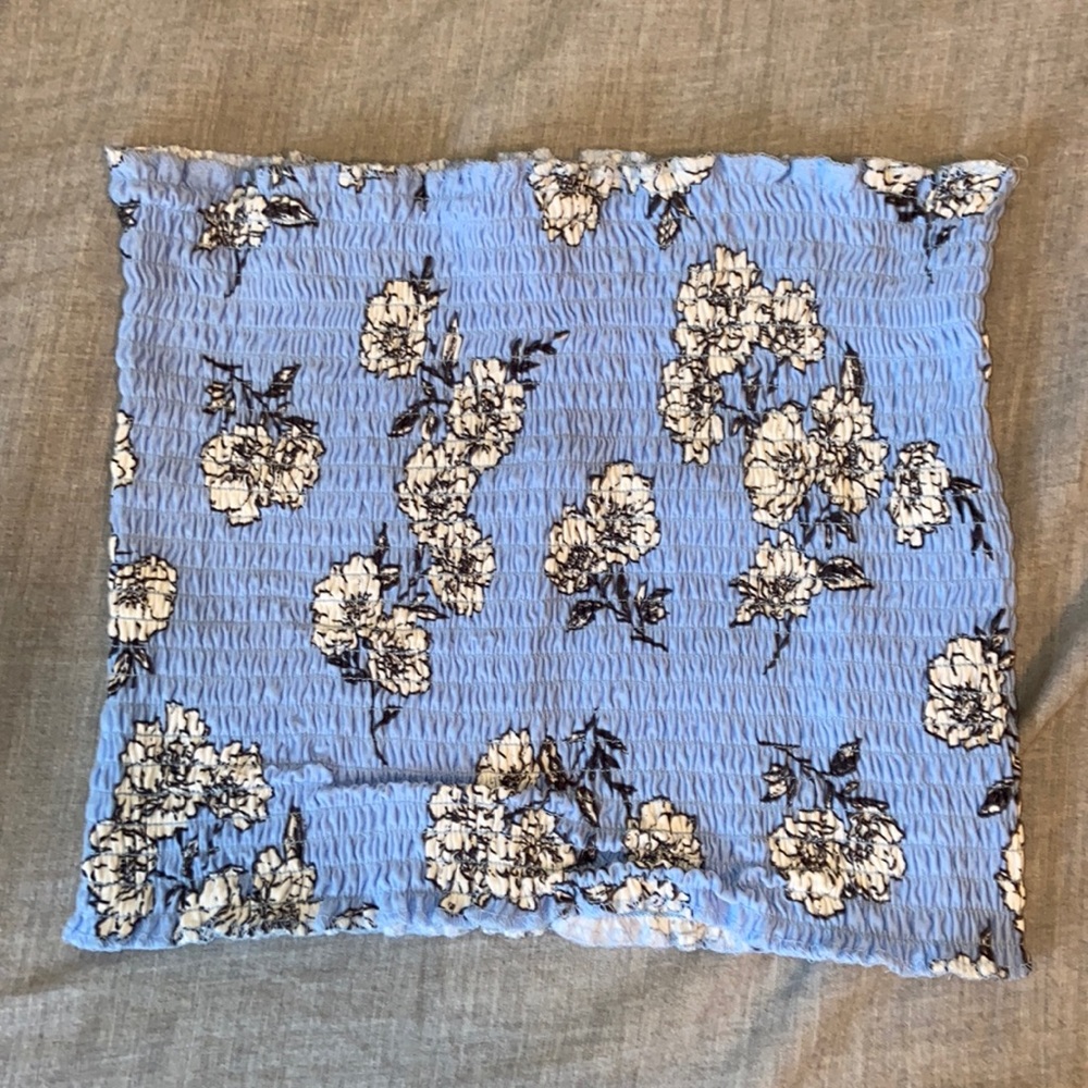 Blue floral tube top